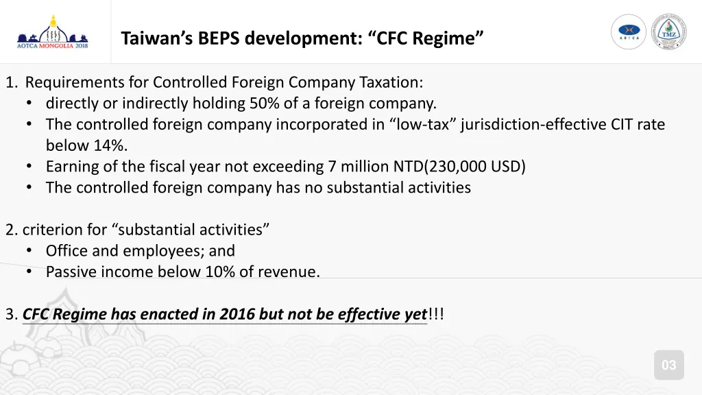 taiwan s beps development cfc regime