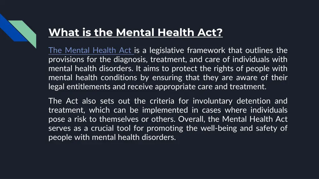 what is the mental health act