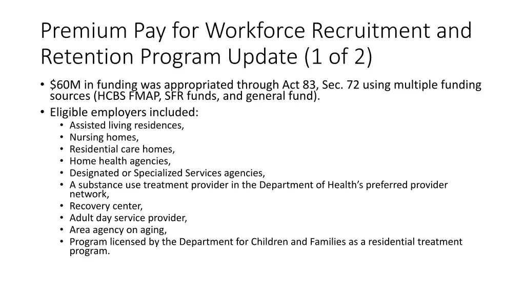 premium pay for workforce recruitment