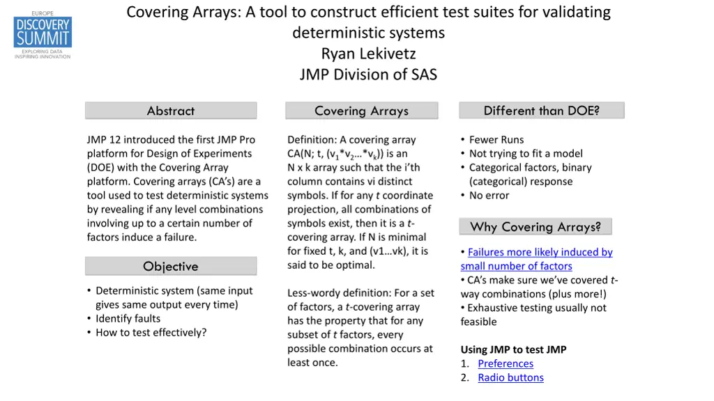 covering arrays a tool to construct efficient