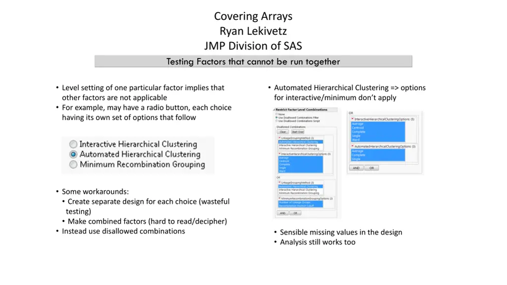 covering arrays ryan lekivetz jmp division