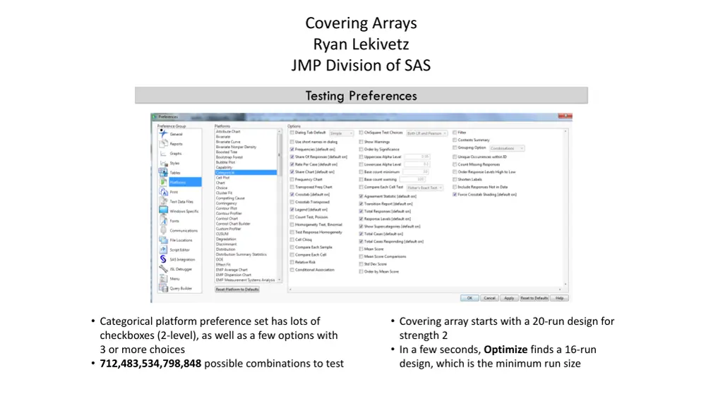 covering arrays ryan lekivetz jmp division of sas 2