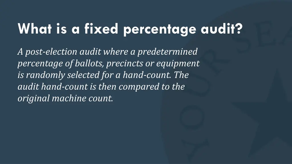 what is a fixed percentage audit 1