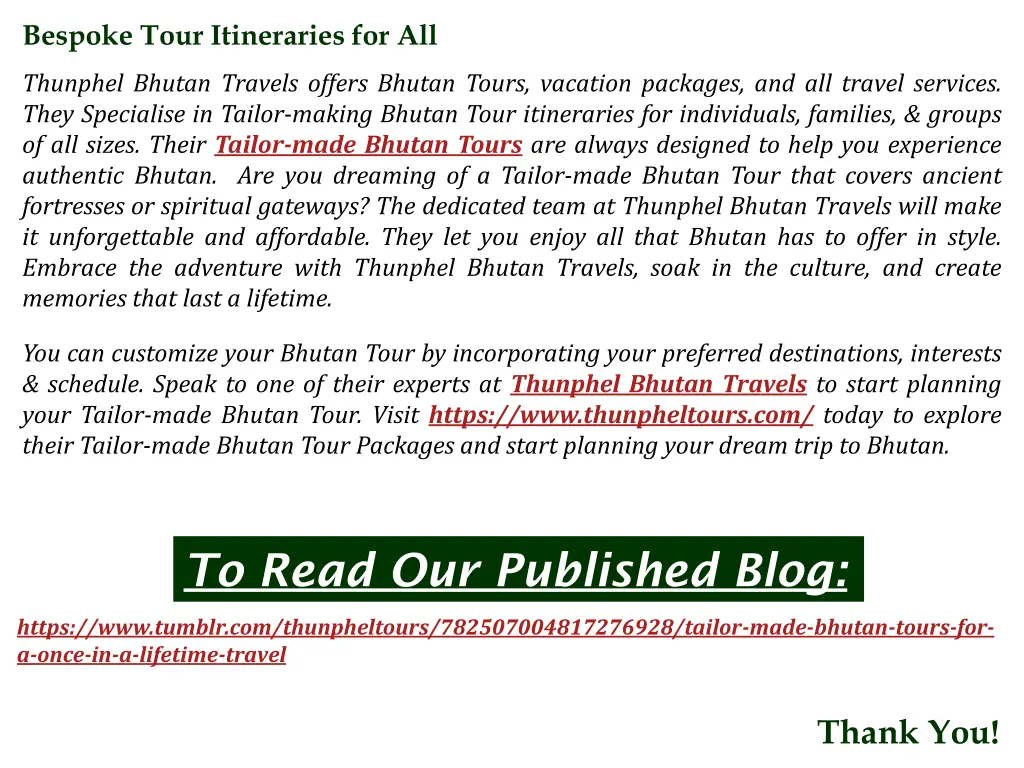 bespoke tour itineraries for all
