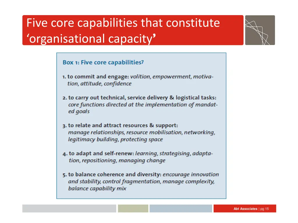 five core capabilities that constitute