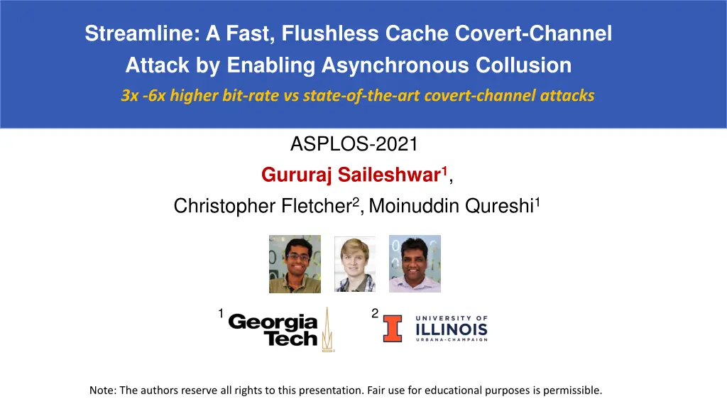 streamline a fast flushless cache covert channel