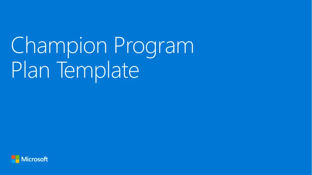 champion program plan template
