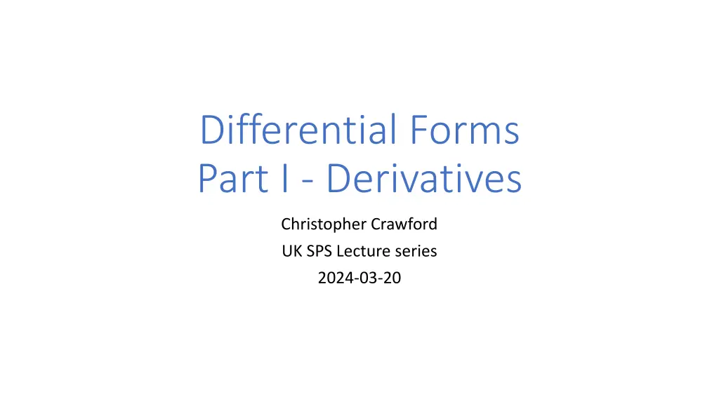 differential forms part i derivatives
