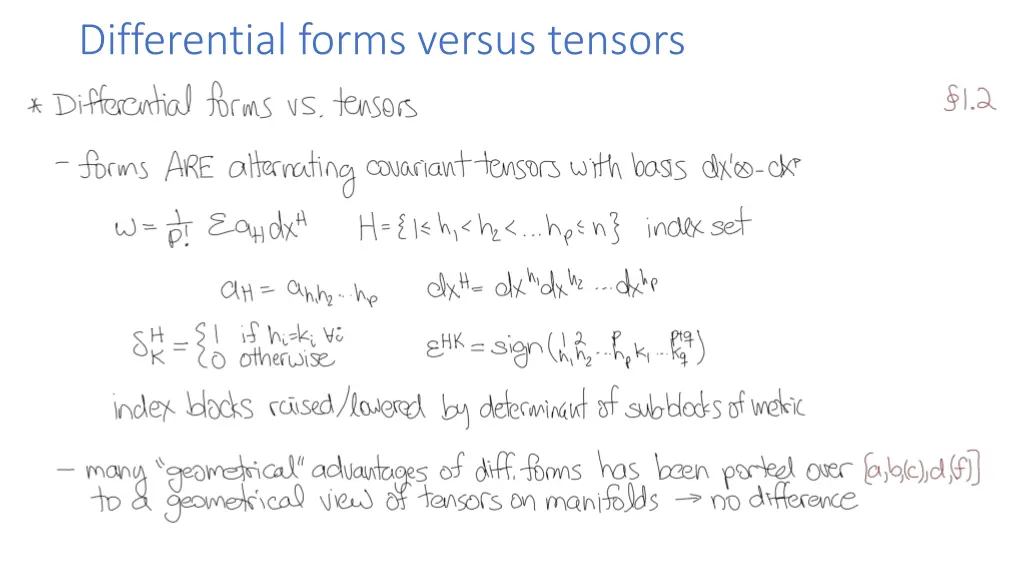 differential forms versus tensors