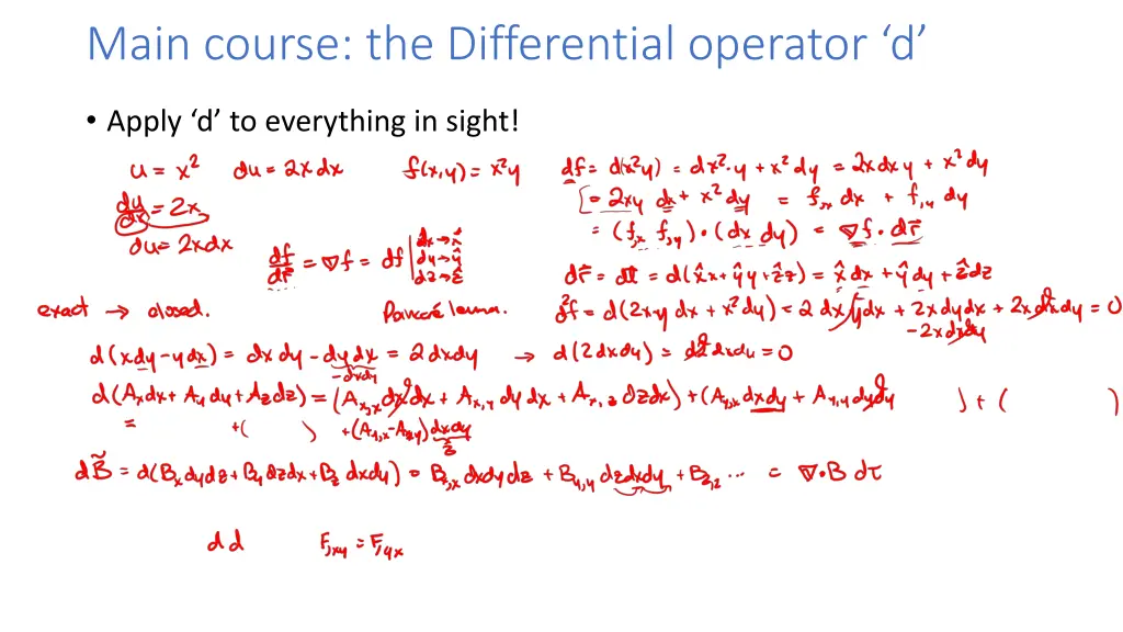 main course the differential operator d