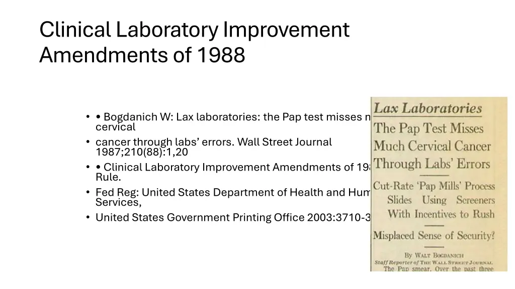 clinical laboratory improvement amendments of 1988