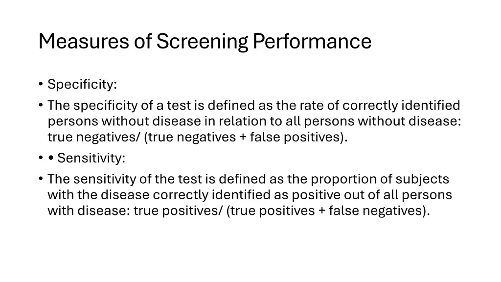 measures of screening performance 1