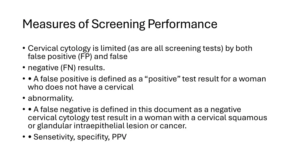 measures of screening performance