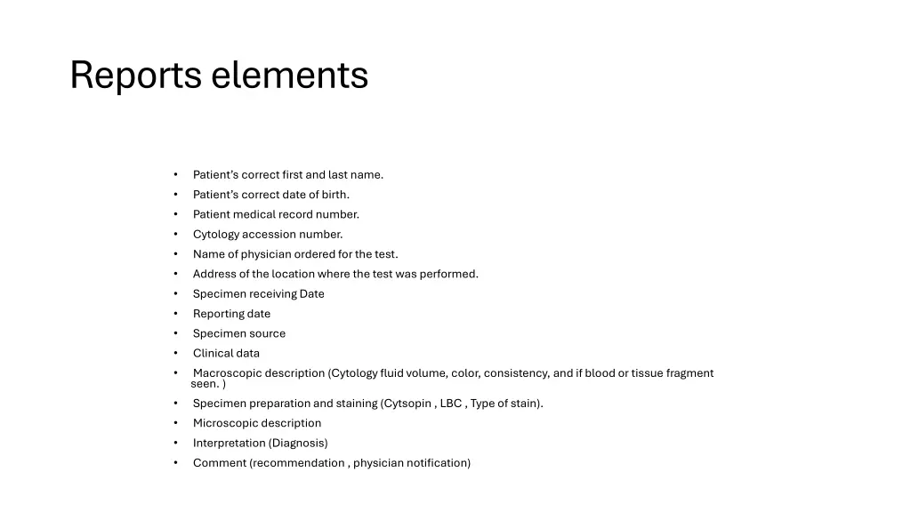 reports elements