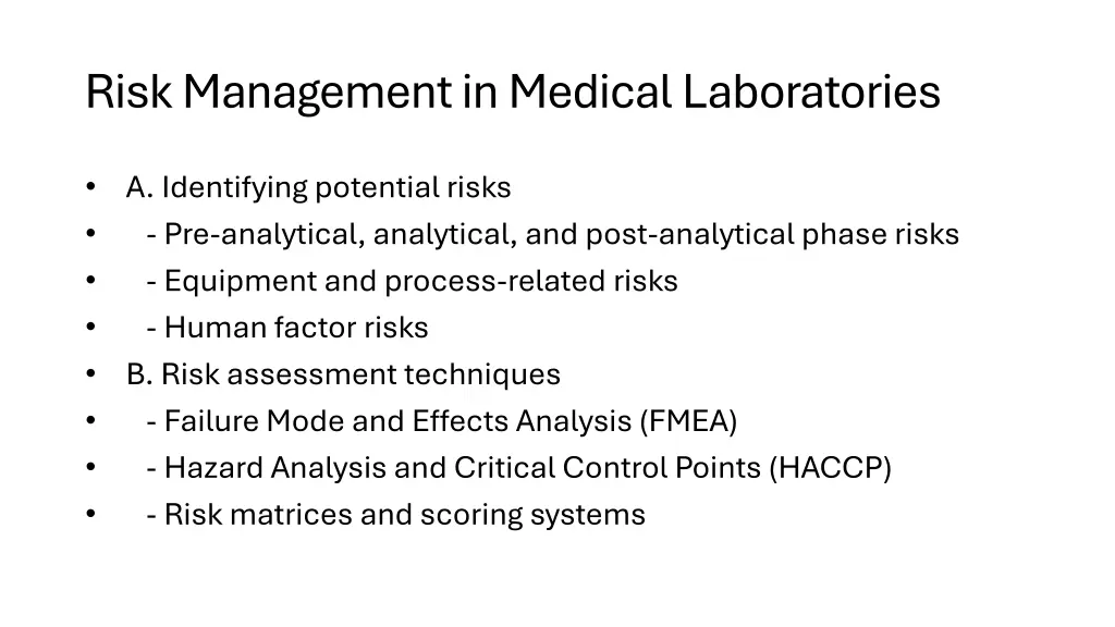 risk management in medical laboratories