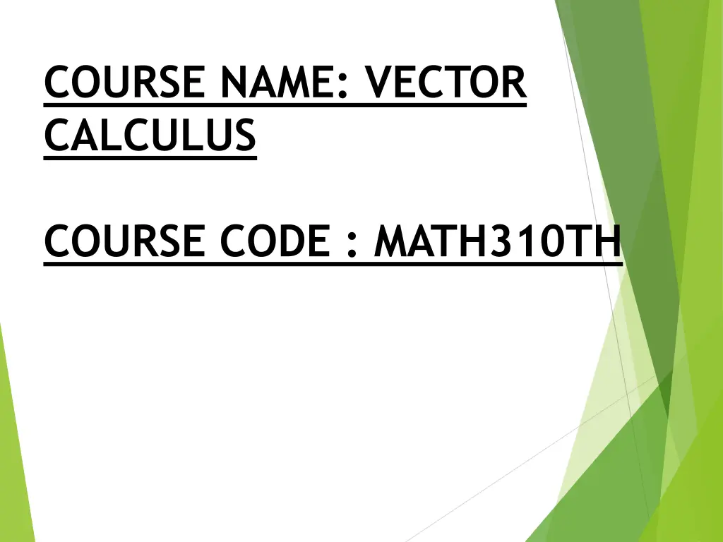 course name vector calculus