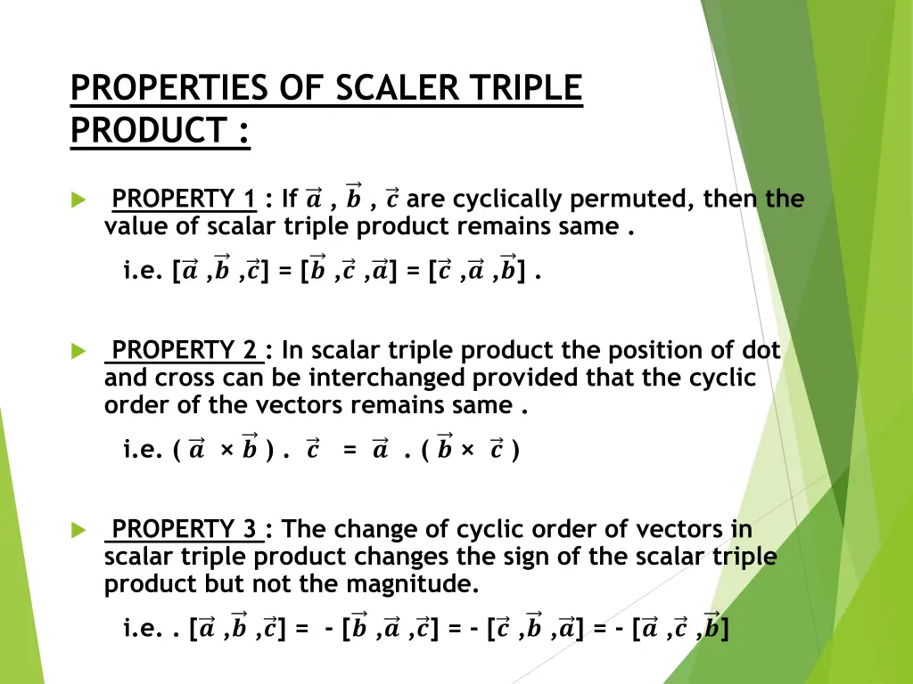 properties of scaler triple product