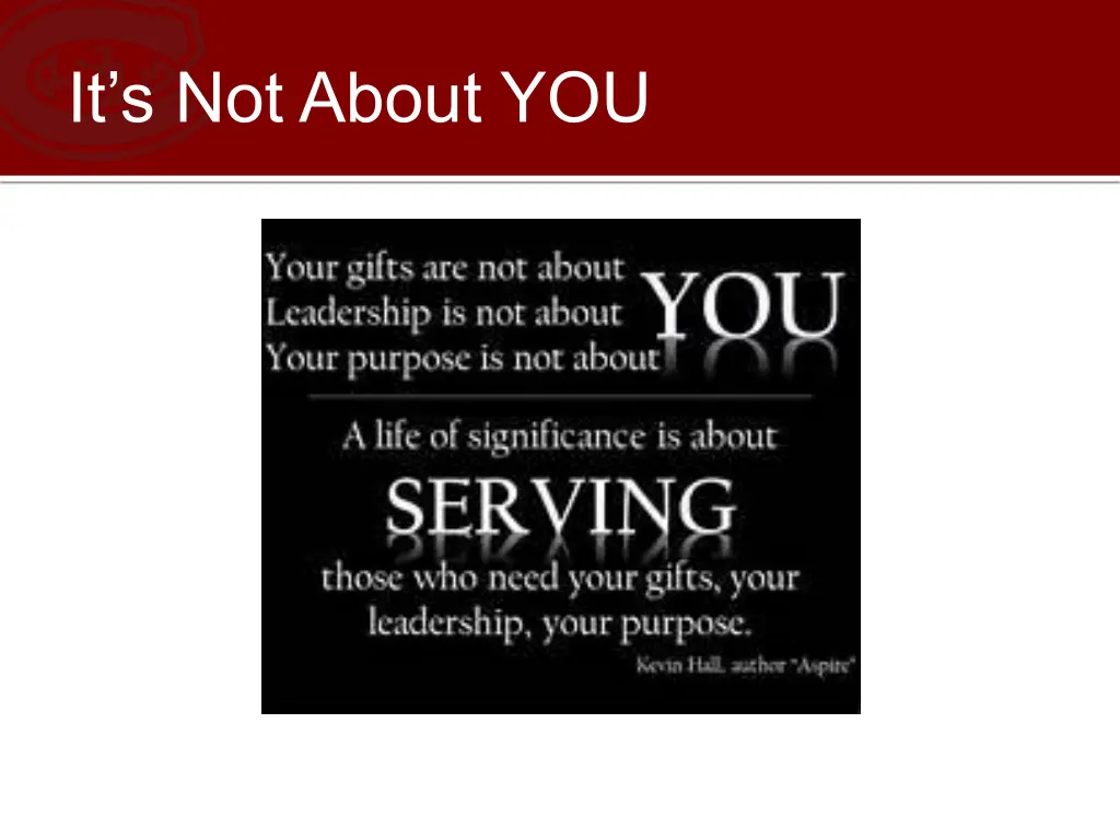 it s not about you