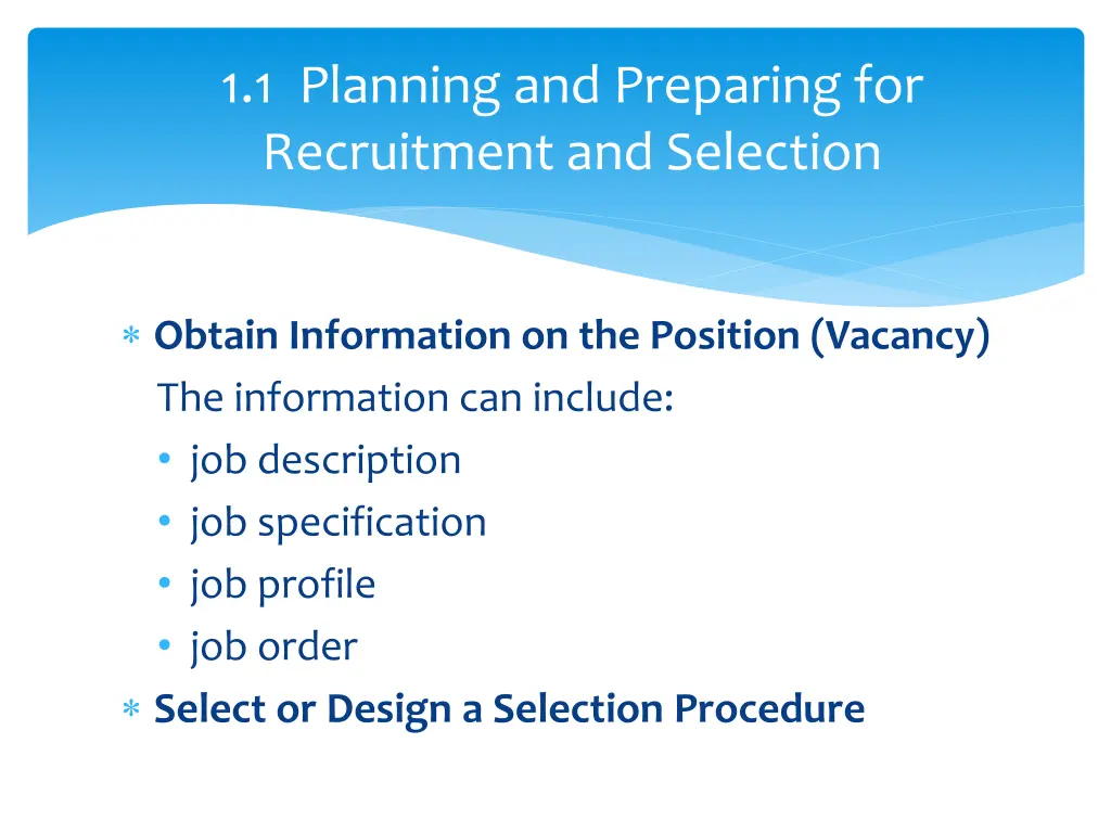 1 1 planning and preparing for recruitment 1
