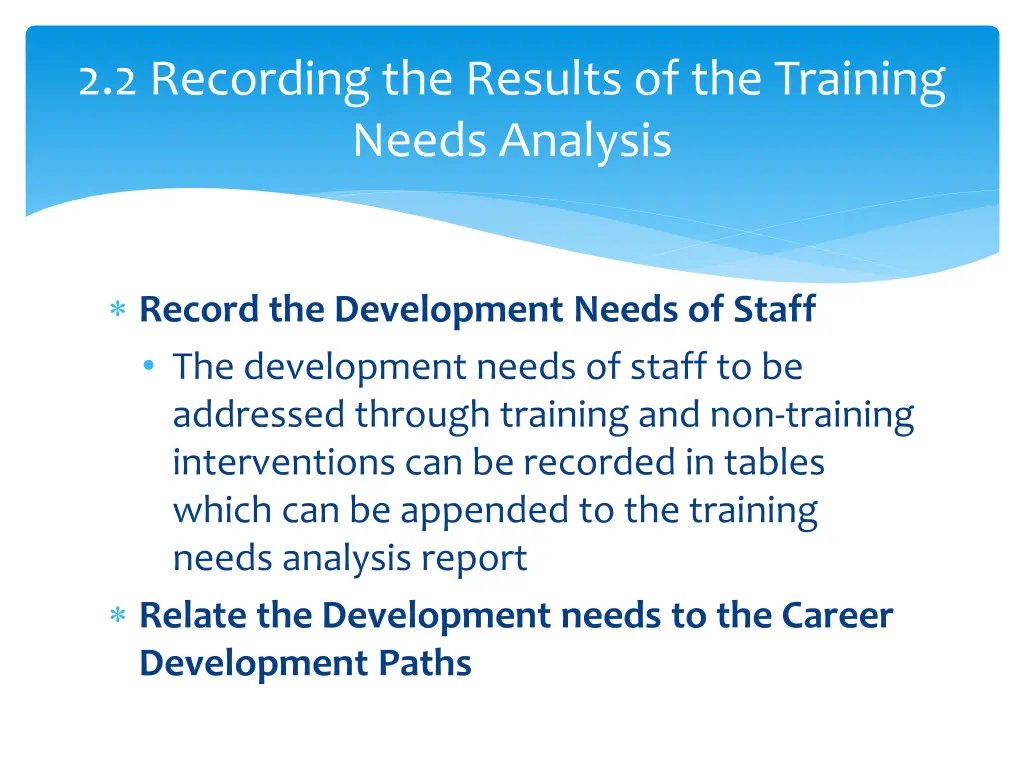 2 2 recording the results of the training needs 1