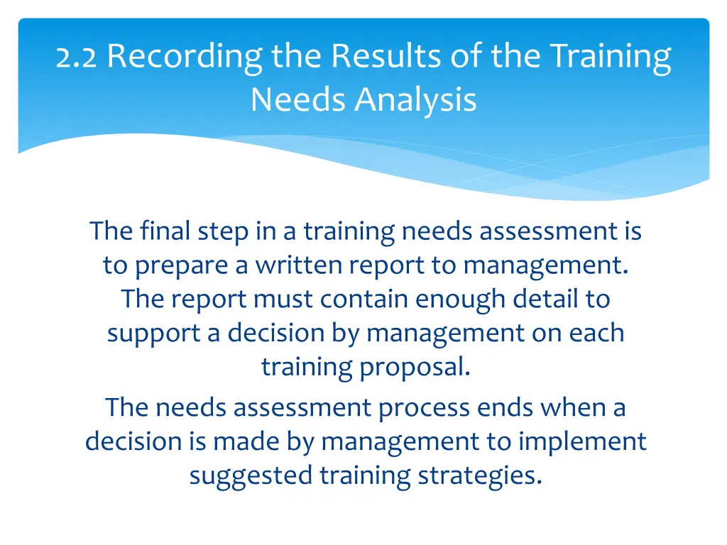 2 2 recording the results of the training needs