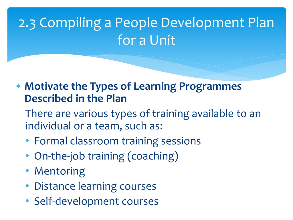 2 3 compiling a people development plan for a unit 3