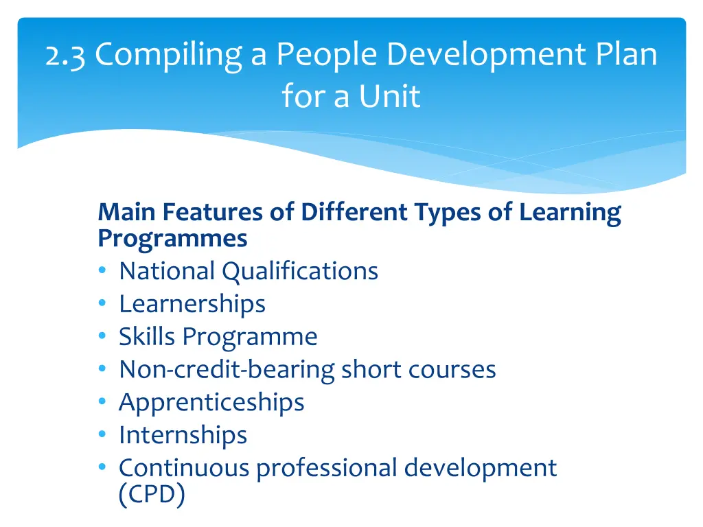2 3 compiling a people development plan for a unit 4