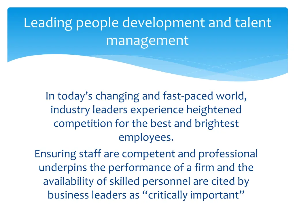 leading people development and talent management