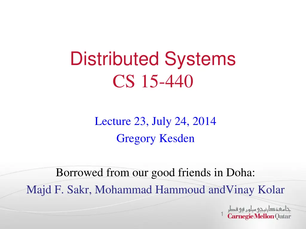 distributed systems cs 15 440