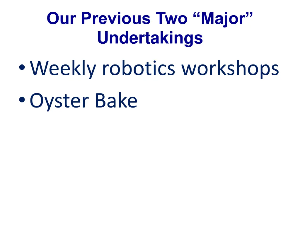 our previous two major undertakings weekly