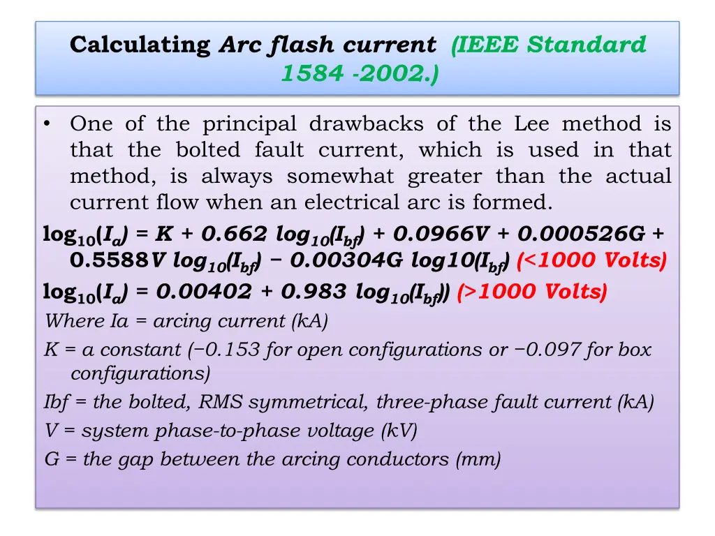 calculating arc flash current ieee standard 1584