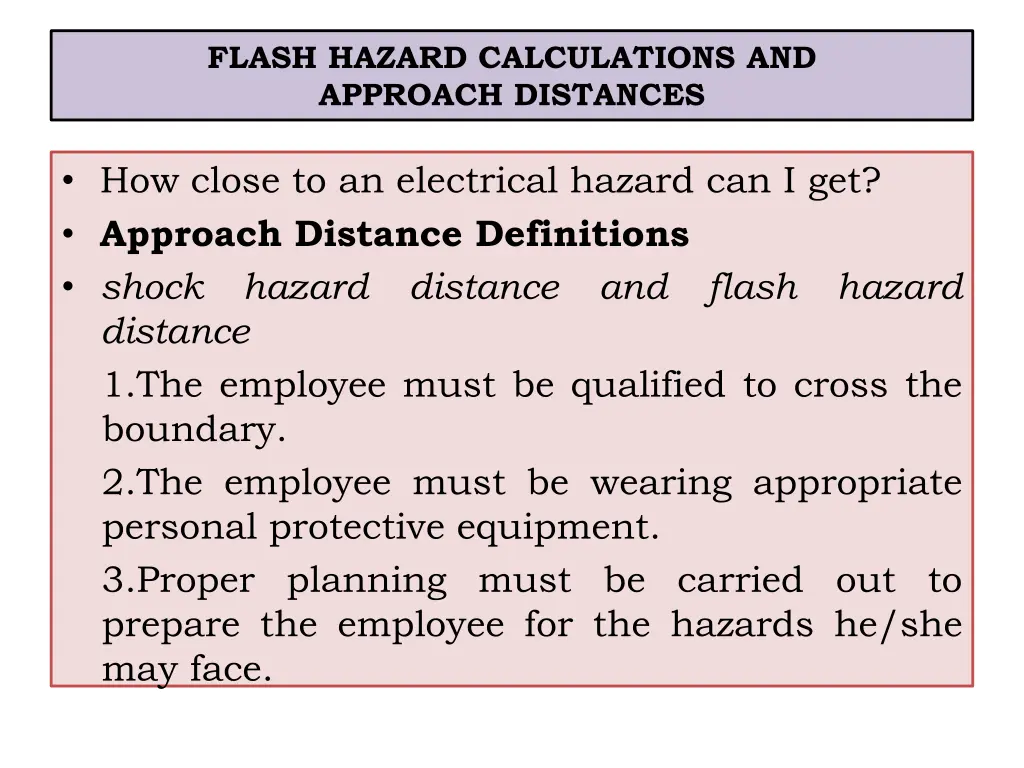 flash hazard calculations and approach distances