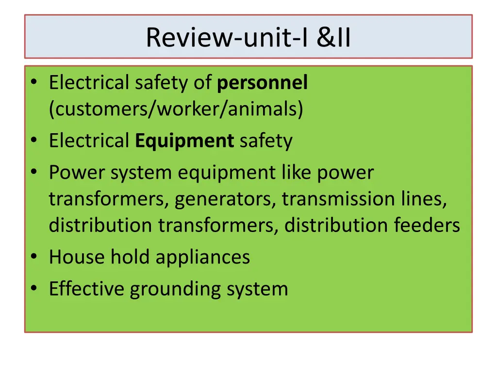 review unit i ii