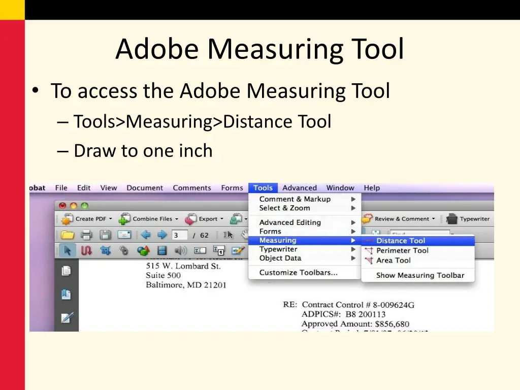 adobe measuring tool to access the adobe