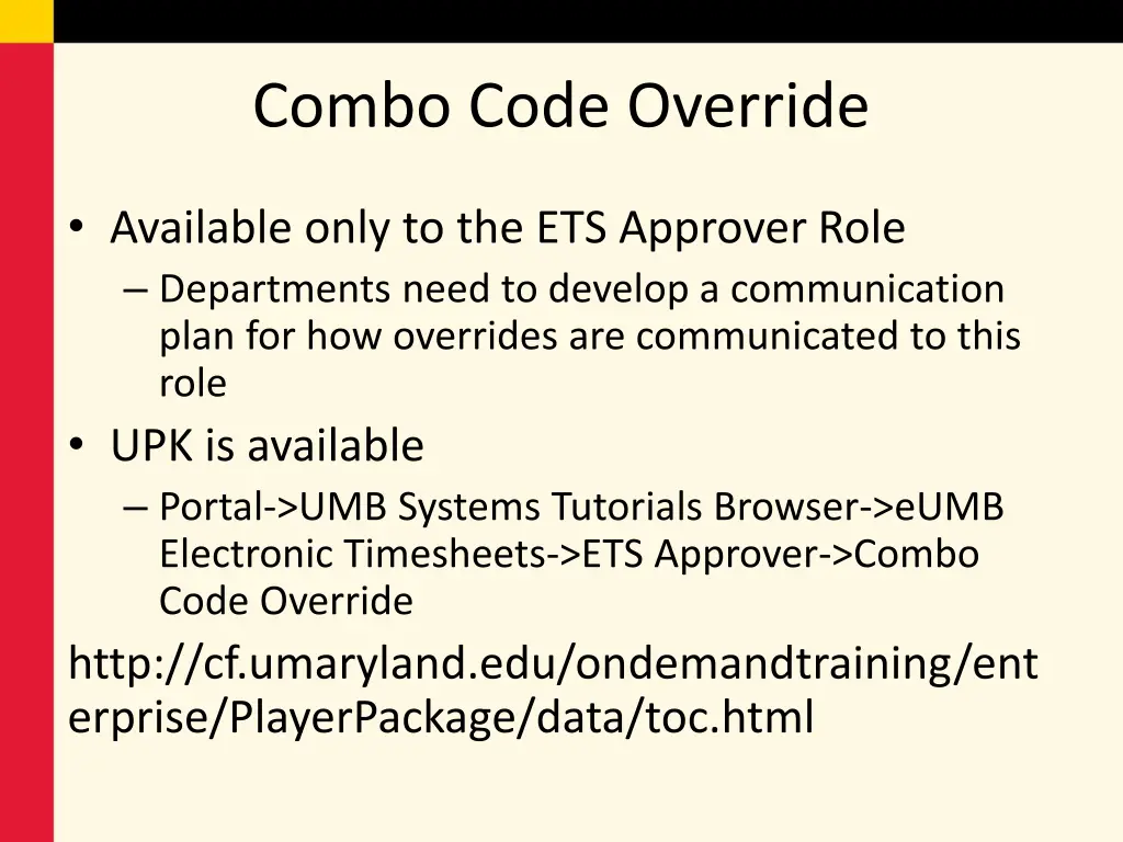 combo code override