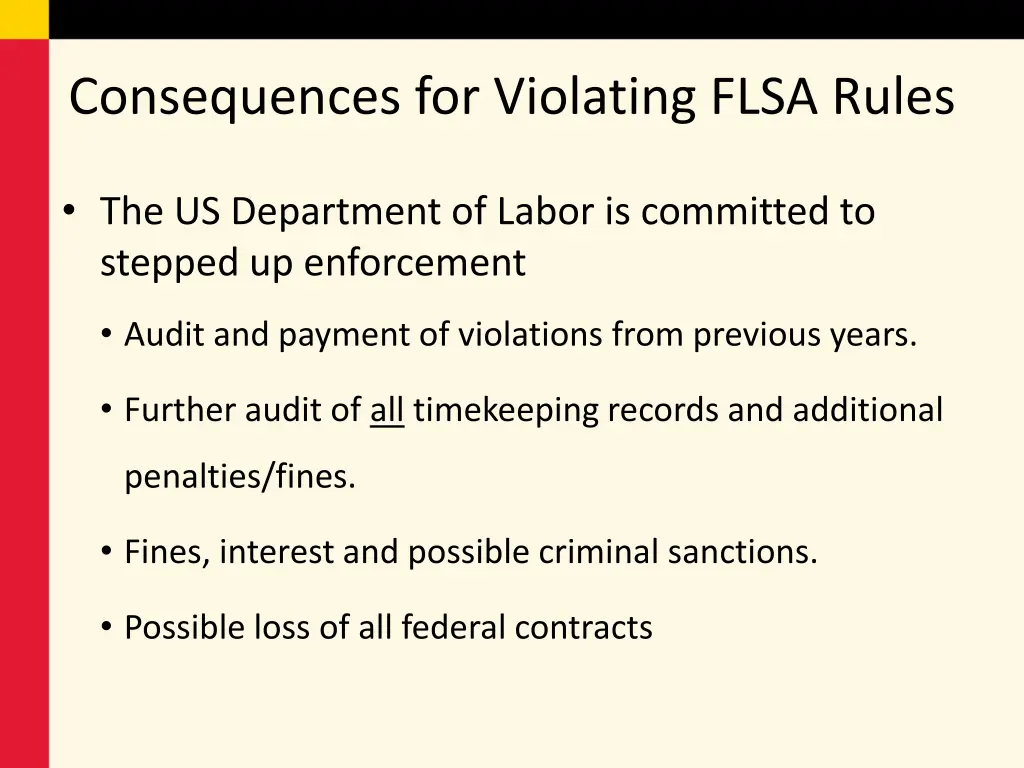 consequences for violating flsa rules 1