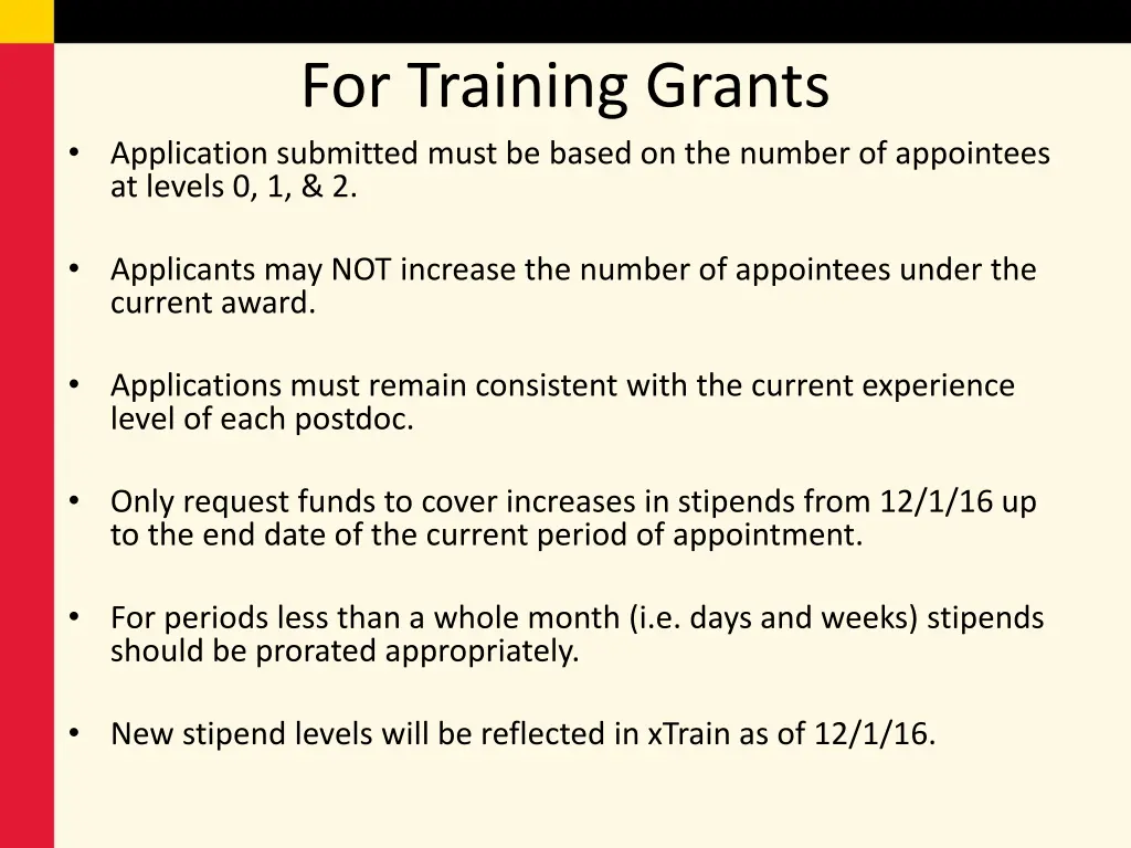 for training grants