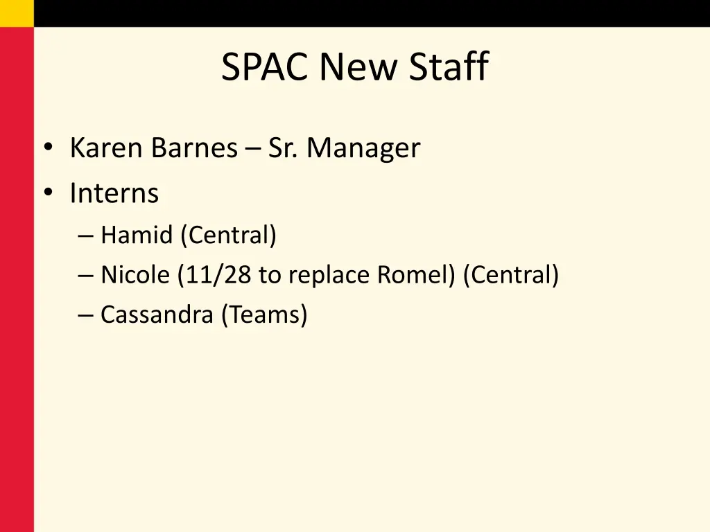 spac new staff