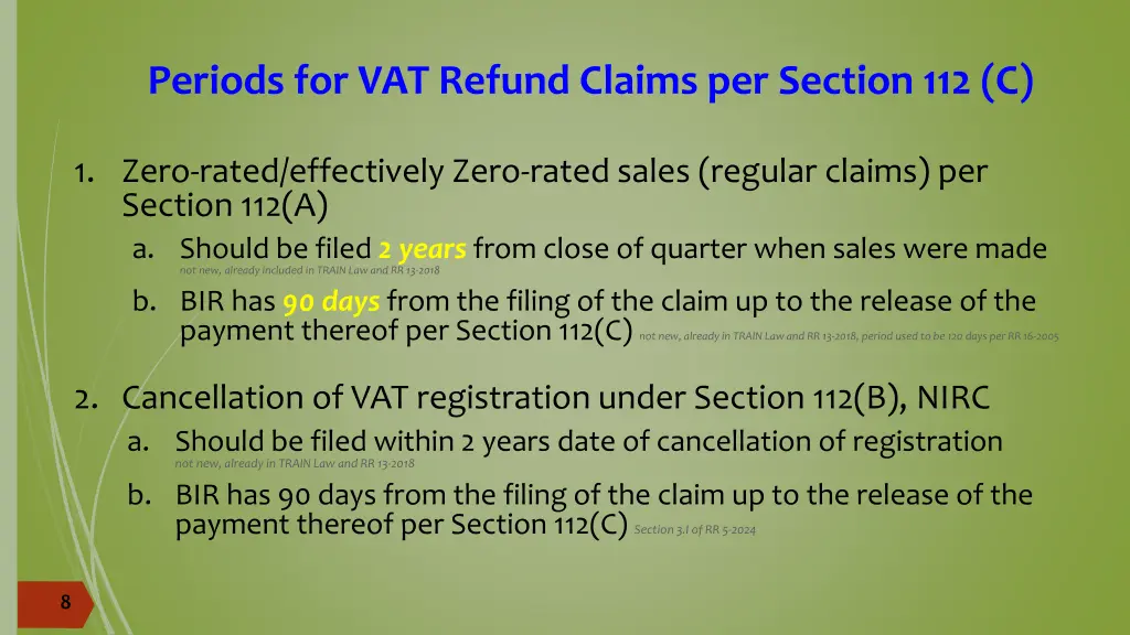 periods for vat refund claims per section 112 c