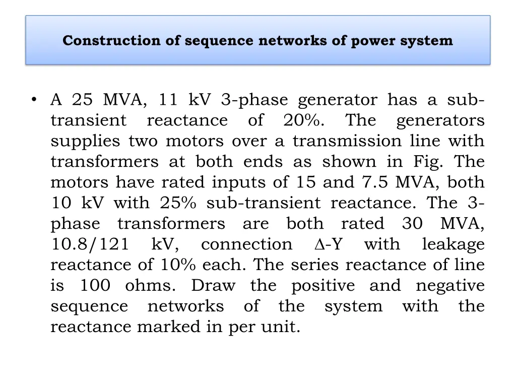 construction of sequence networks of power system