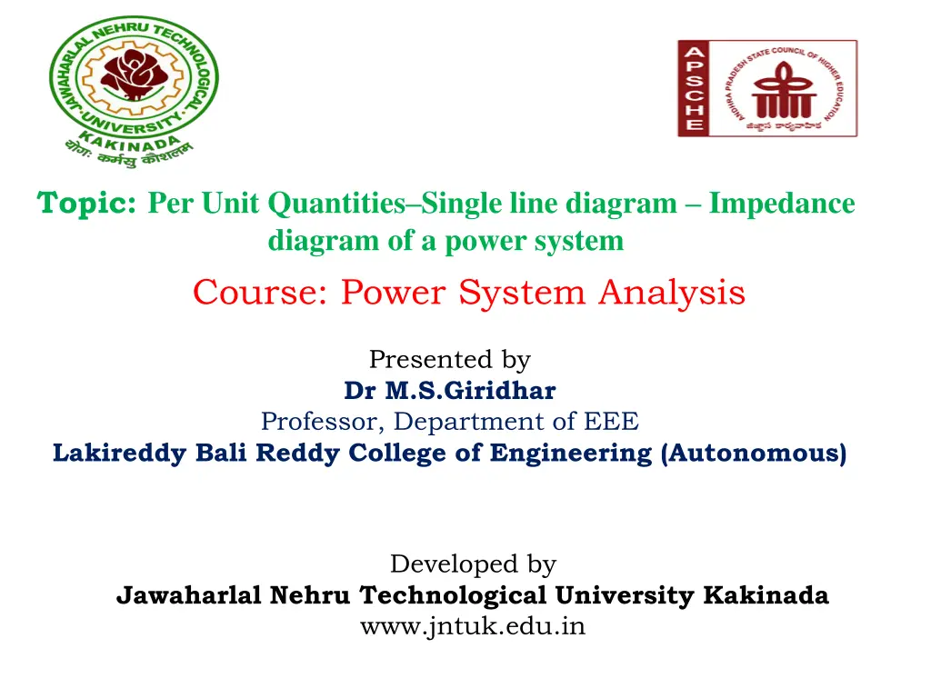 topic per unit quantities single line diagram