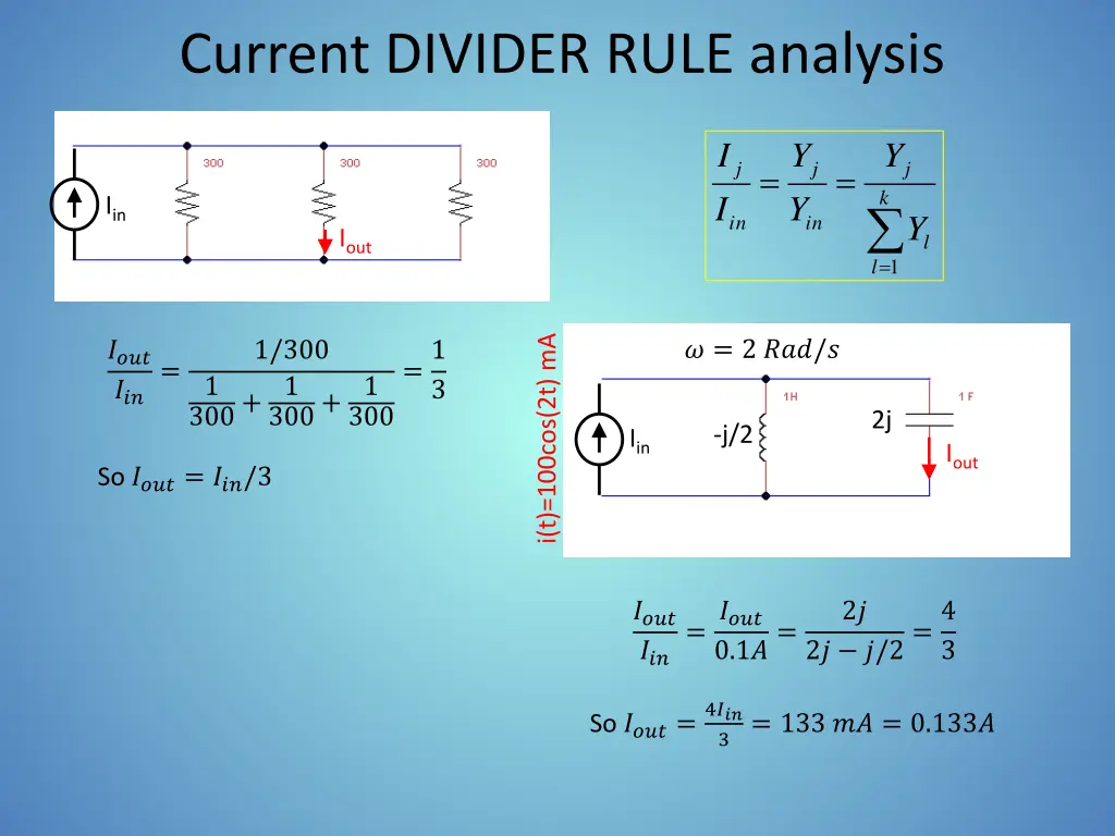 current divider rule analysis