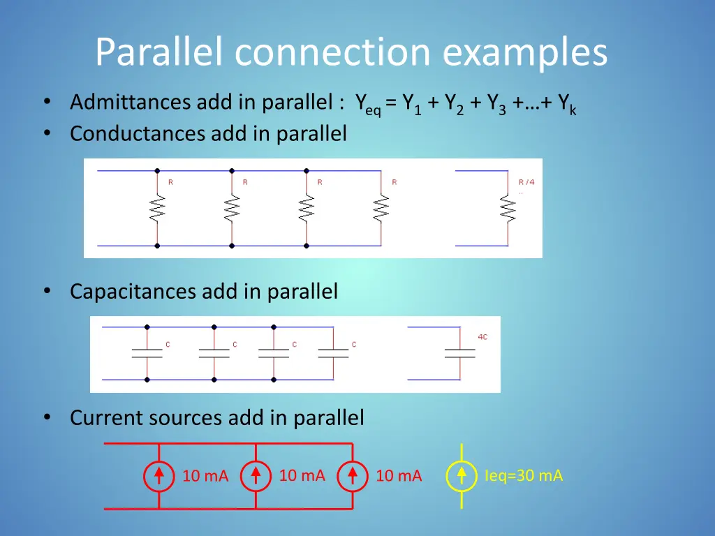 parallel connection examples admittances