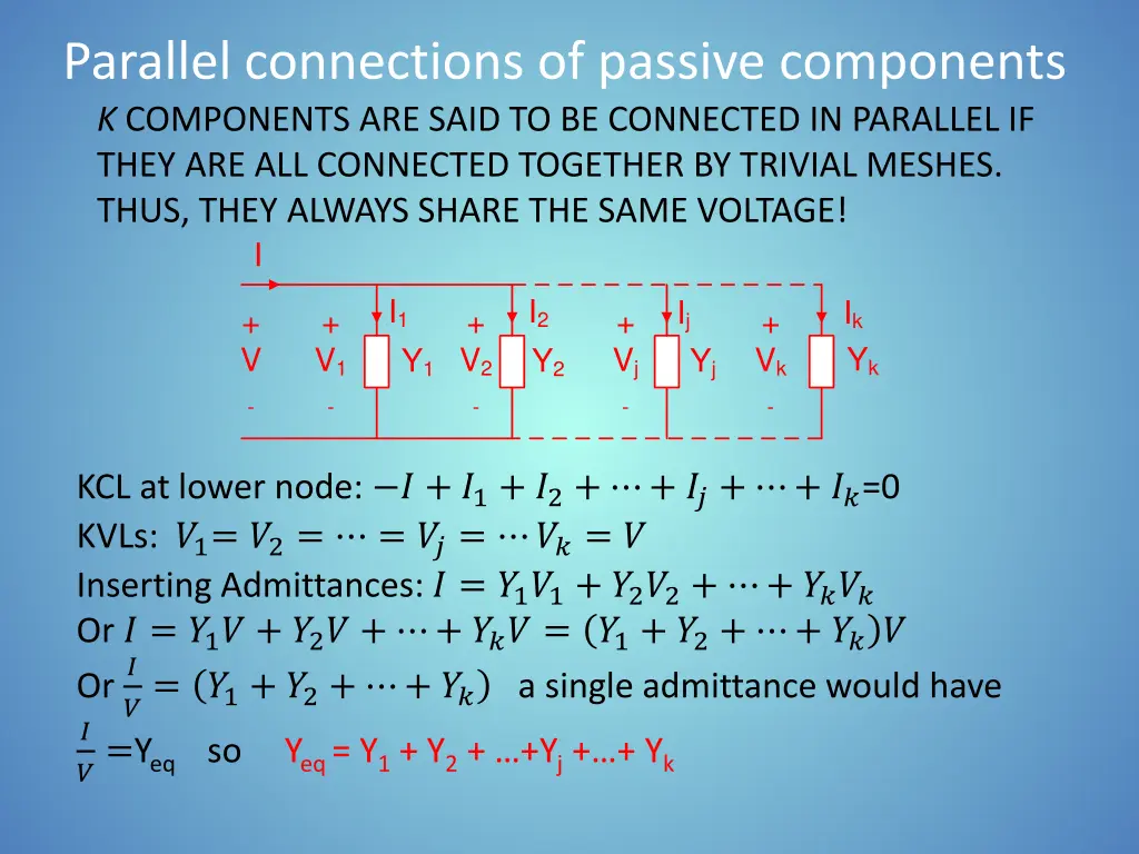 parallel connections of passive components