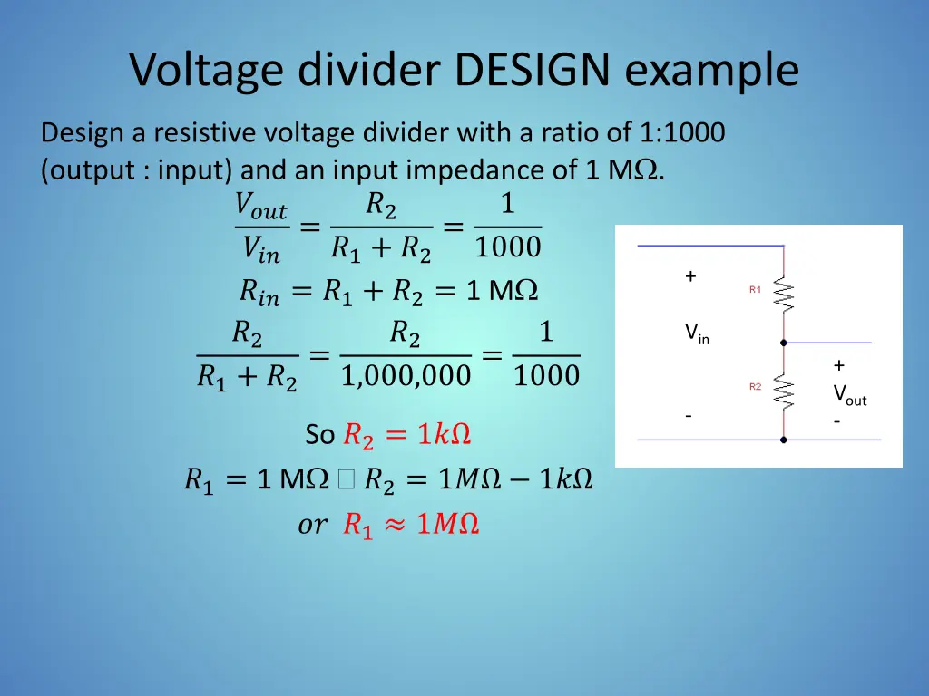 voltage divider design example