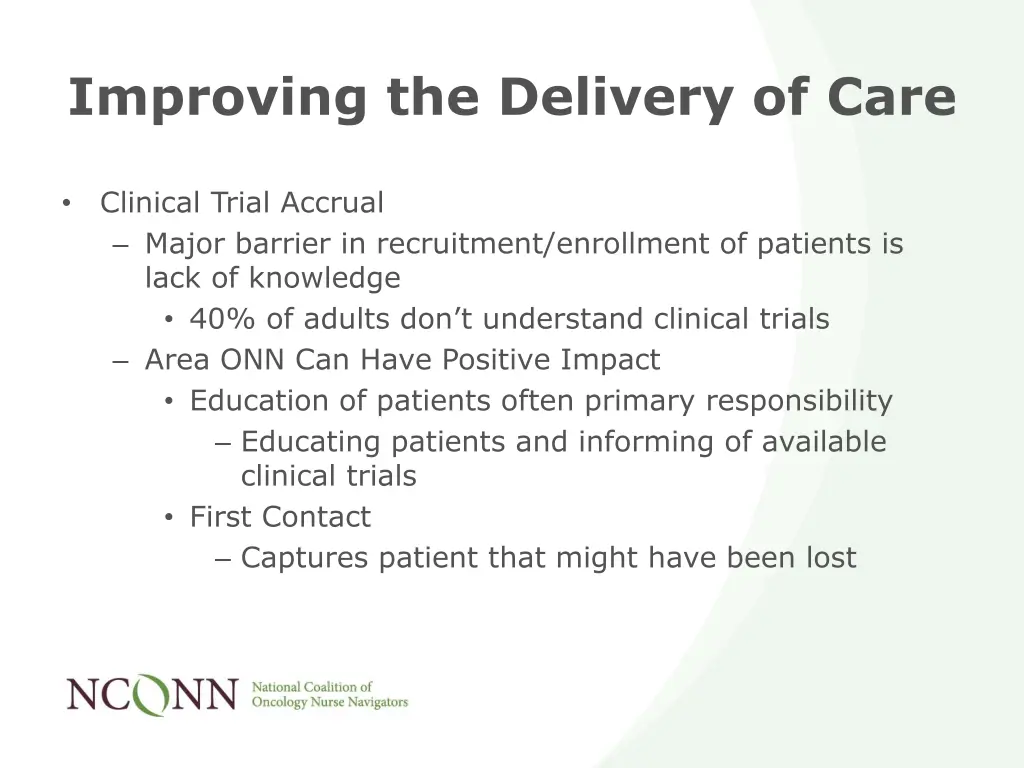 improving the delivery of care