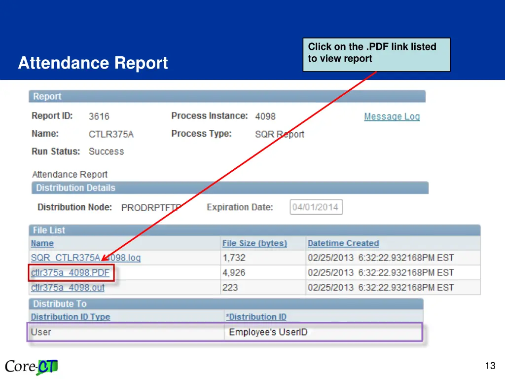 click on the pdf link listed to view report