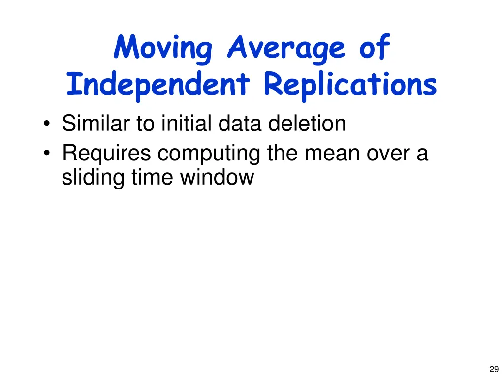 moving average of independent replications