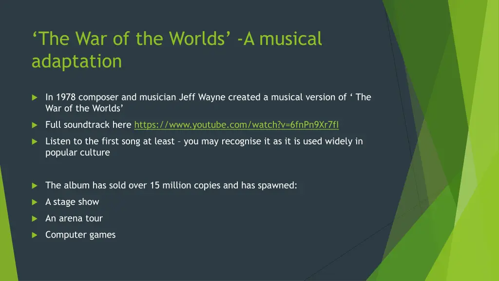 the war of the worlds a musical adaptation