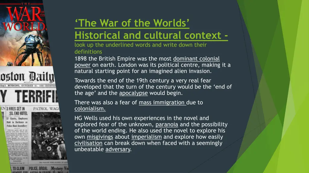 the war of the worlds historical and cultural